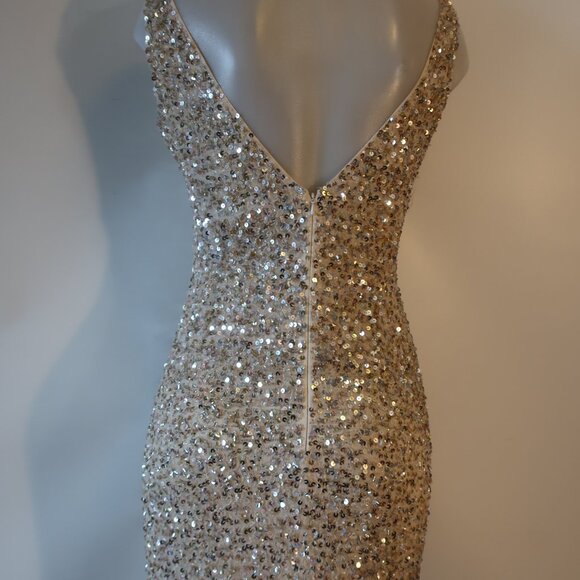 Womens MacDuggal Gold Sequin Evening Gown Dress 2 - Picture 6 of 8